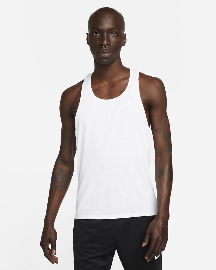 Camiseta Tirantes Nike Dri-FIT Fast Racing Singlet Hombre Blancas | HLFSW-2068
