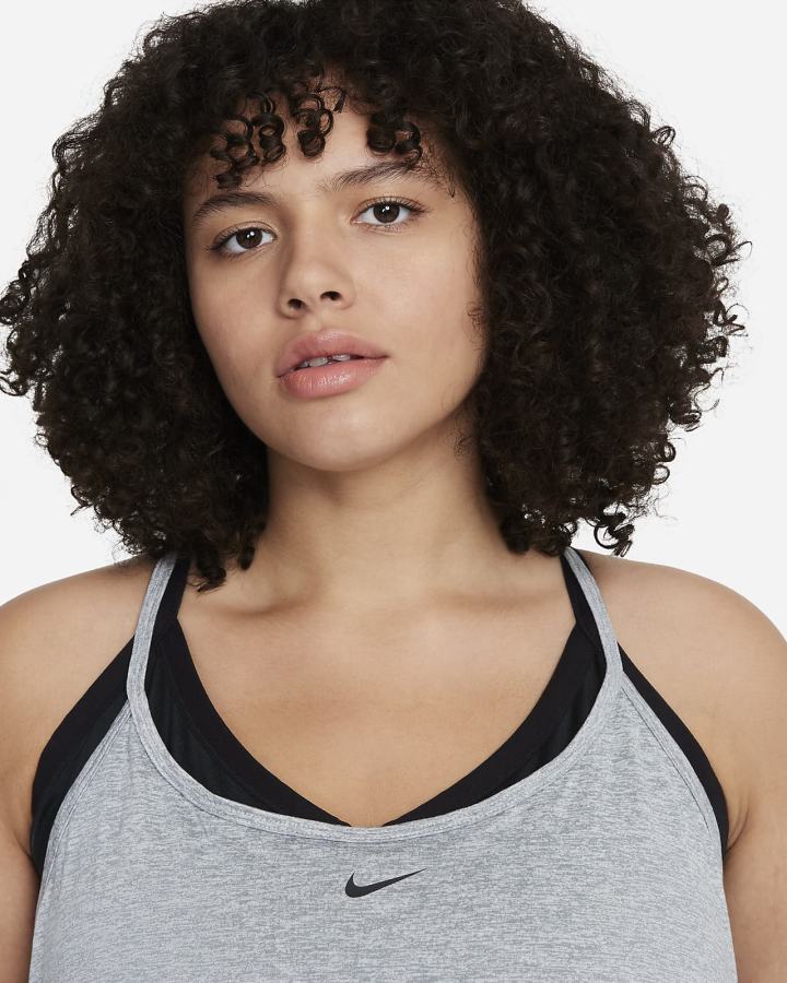 Camiseta Tirantes Nike Dri-FIT One Elastika Standard Fit Mujer Gris Negras | TJASK-7829