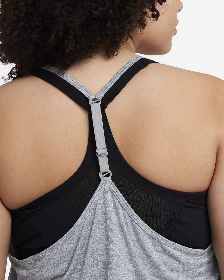 Camiseta Tirantes Nike Dri-FIT One Elastika Standard Fit Mujer Gris Negras | TJASK-7829