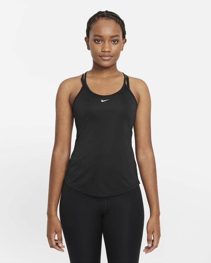 Camiseta Tirantes Nike Dri-FIT One Elastika Standard Fit Mujer Negras Blancas | VEQPH-4523