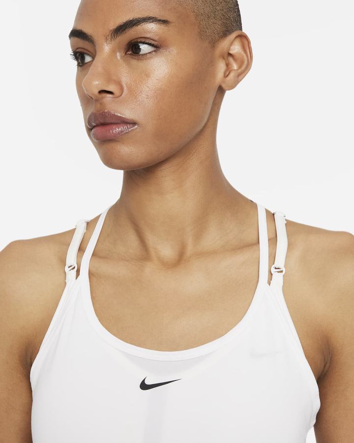 Camiseta Tirantes Nike Dri-FIT One Elastika Standard Fit Mujer Blancas Negras | XQOLS-4658