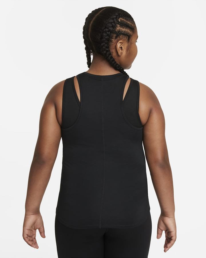 Camiseta Tirantes Nike Dri-FIT One Kids (Extended Size) Niña Negras Blancas | IXLMH-2793