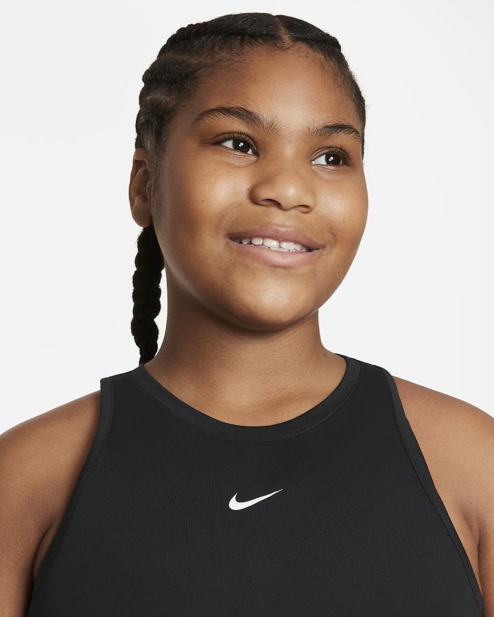 Camiseta Tirantes Nike Dri-FIT One Kids (Extended Size) Niña Negras Blancas | IXLMH-2793