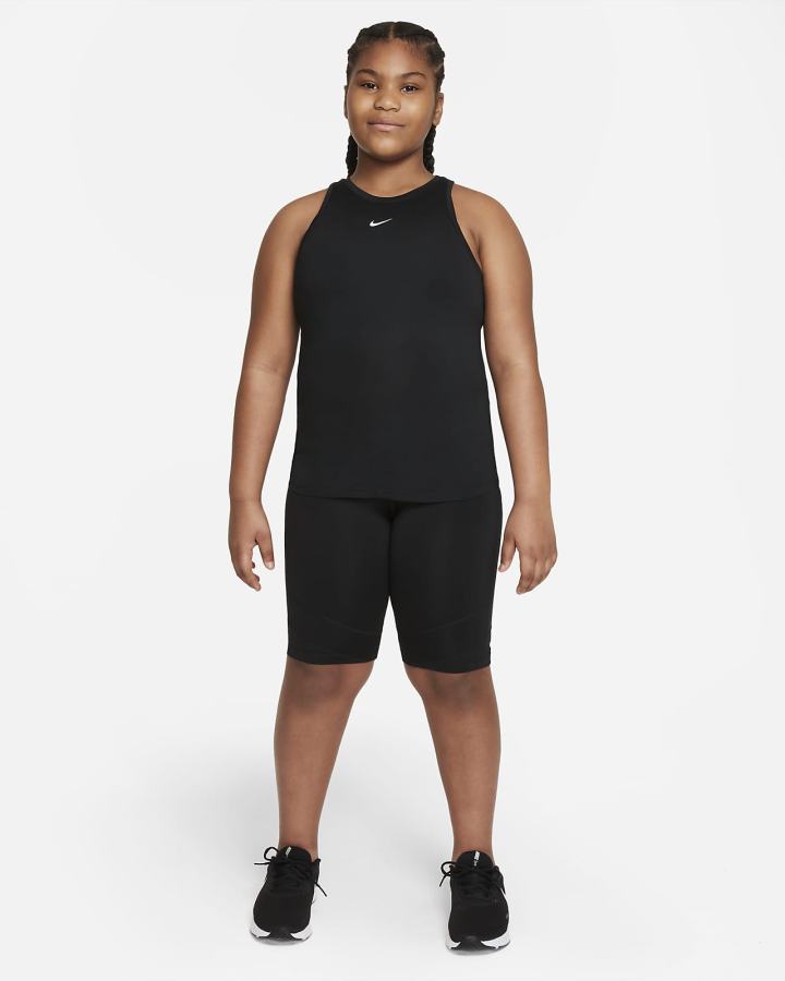Camiseta Tirantes Nike Dri-FIT One Kids (Extended Size) Niña Negras Blancas | IXLMH-2793