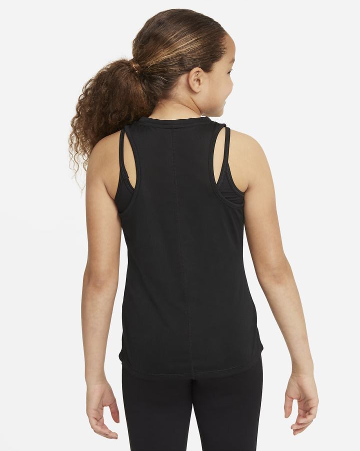 Camiseta Tirantes Nike Dri-FIT One Kids (Extended Size) Niña Negras Blancas | YMWTP-8342