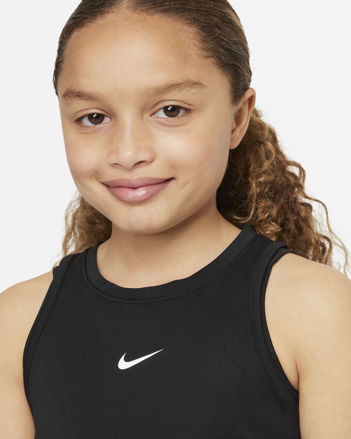Camiseta Tirantes Nike Dri-FIT One Kids (Extended Size) Niña Negras Blancas | YMWTP-8342