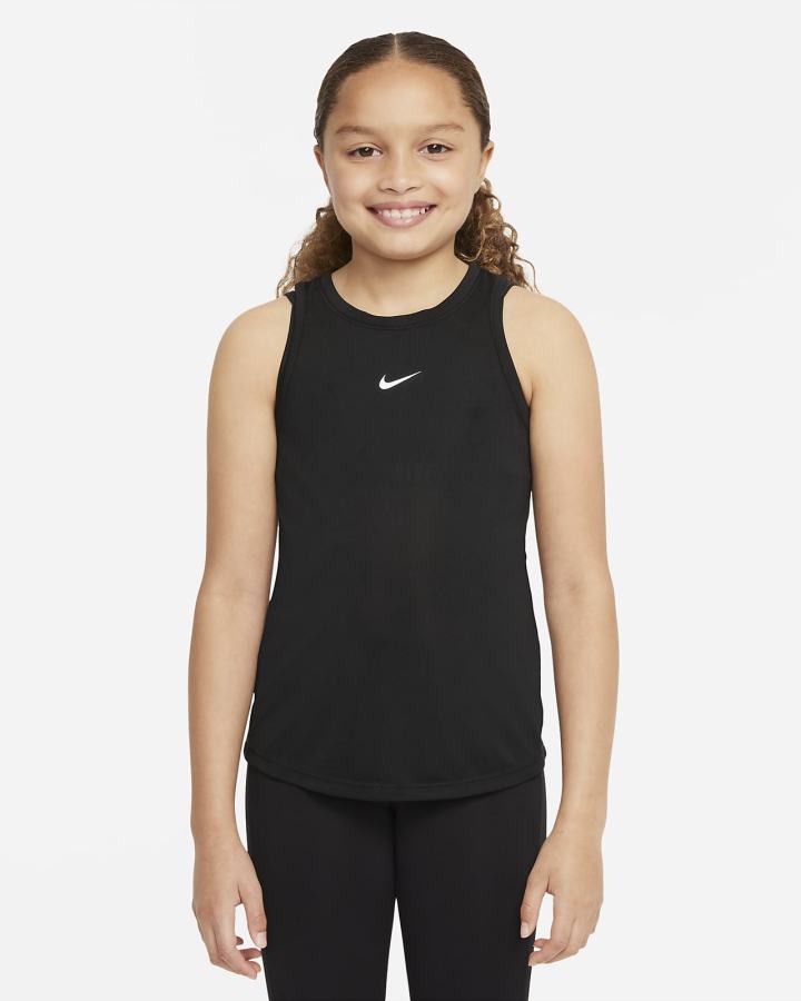 Camiseta Tirantes Nike Dri-FIT One Kids (Extended Size) Niña Negras Blancas | YMWTP-8342