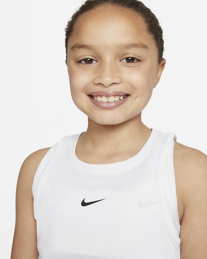 Camiseta Tirantes Nike Dri-FIT One Kids (Extended Size) Niña Blancas Negras | YTUHX-8320