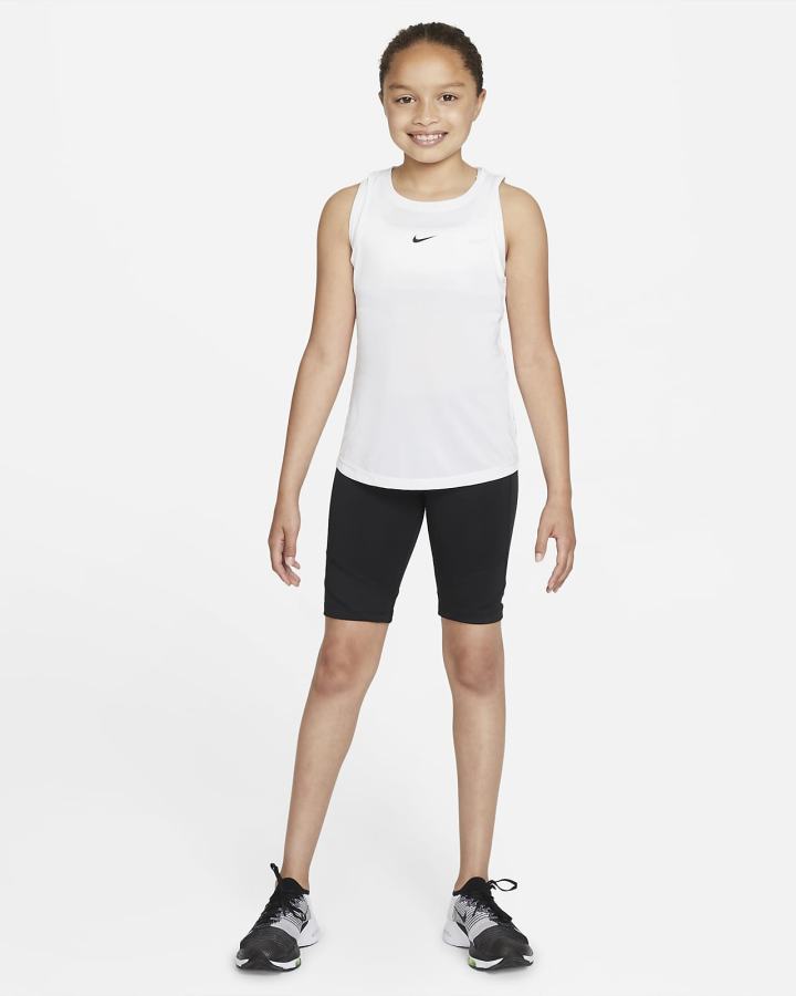 Camiseta Tirantes Nike Dri-FIT One Kids (Extended Size) Niña Blancas Negras | YTUHX-8320