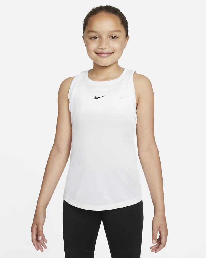 Camiseta Tirantes Nike Dri-FIT One Kids (Extended Size) Niña Blancas Negras | YTUHX-8320