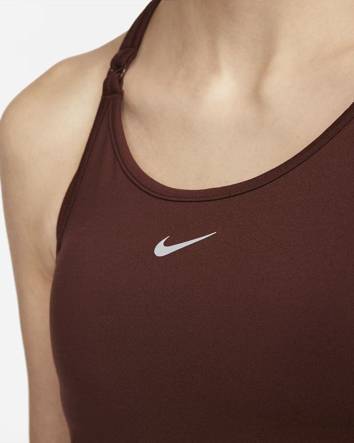 Camiseta Tirantes Nike Dri-FIT One Luxe Slim Fit Strappy Mujer Marrones Plateadas | KBIXT-4386