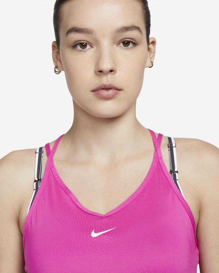 Camiseta Tirantes Nike Dri-FIT One Slim Fit Strappy Mujer Rosas Blancas | IHWQY-1803