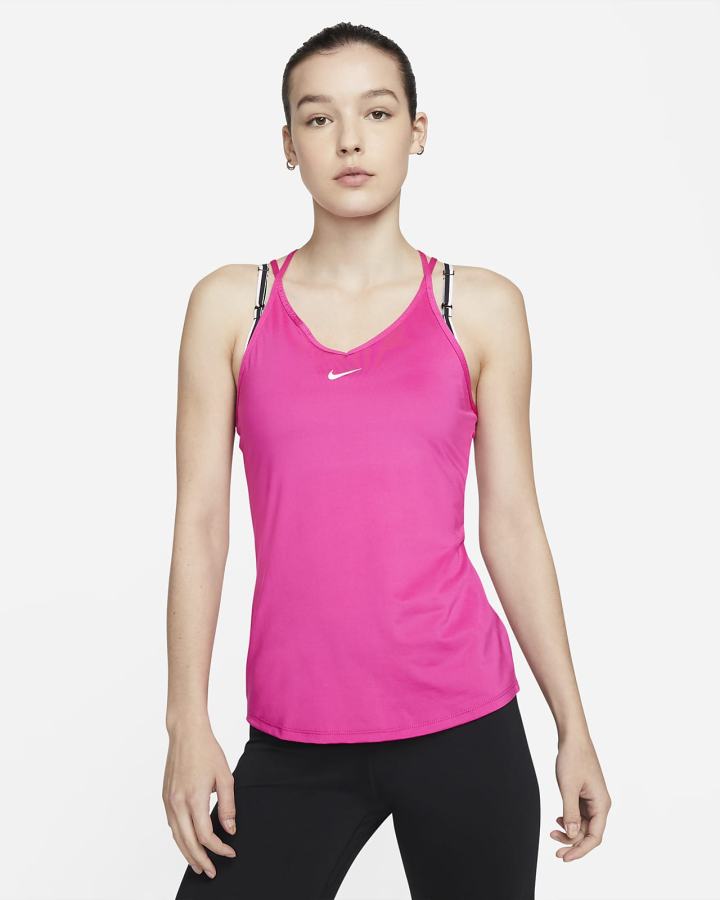 Camiseta Tirantes Nike Dri-FIT One Slim Fit Strappy Mujer Rosas Blancas | IHWQY-1803