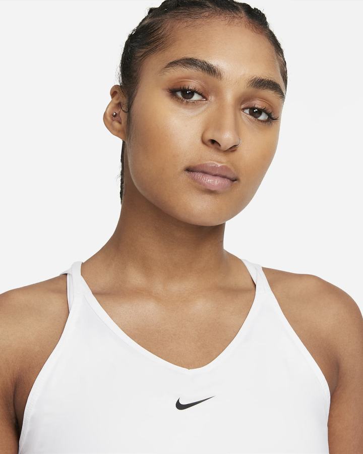 Camiseta Tirantes Nike Dri-FIT One Slim Fit Strappy Mujer Blancas Negras | WTZDS-8649