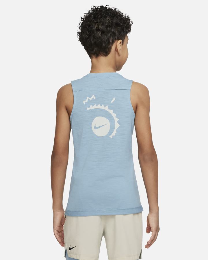 Camiseta Tirantes Nike Dri-FIT Yoga Kids Estampadas Sleeveless Training Top Niño Azules Negras | RLNYW-5394