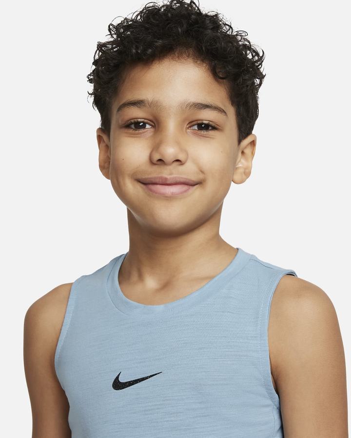 Camiseta Tirantes Nike Dri-FIT Yoga Kids Estampadas Sleeveless Training Top Niño Azules Negras | RLNYW-5394