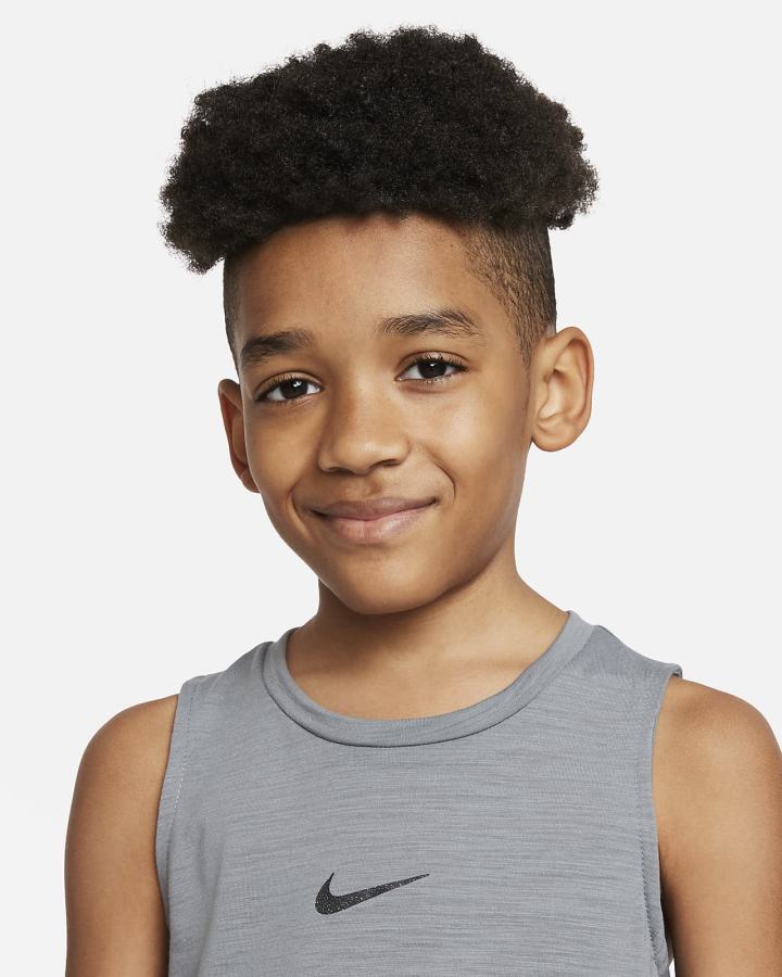 Camiseta Tirantes Nike Dri-FIT Yoga Kids Estampadas Sleeveless Training Top Niño Gris Negras | XQLCE-7540