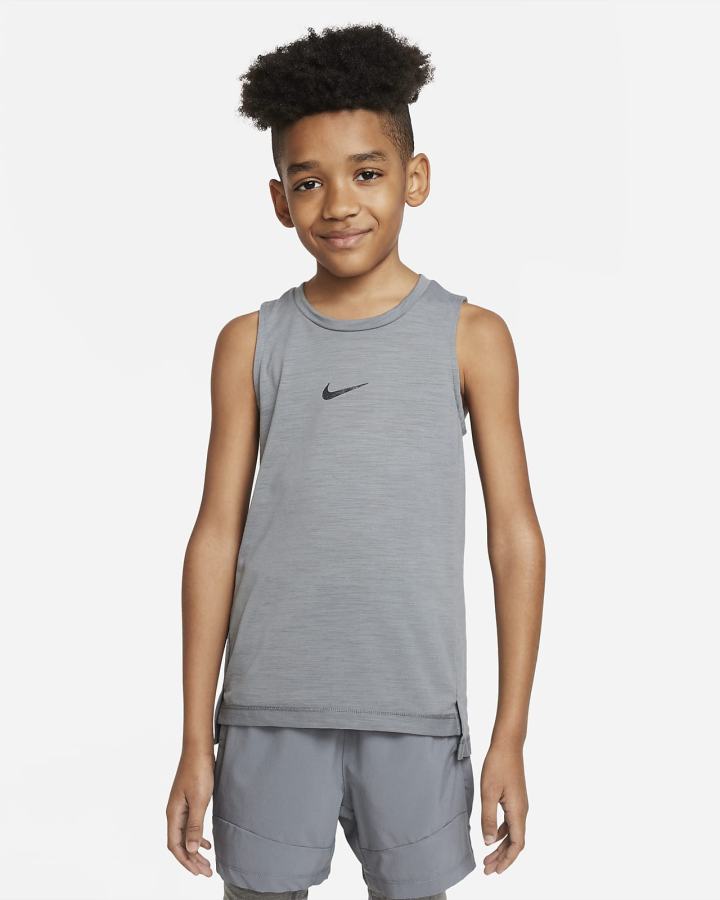 Camiseta Tirantes Nike Dri-FIT Yoga Kids Estampadas Sleeveless Training Top Niño Gris Negras | XQLCE-7540