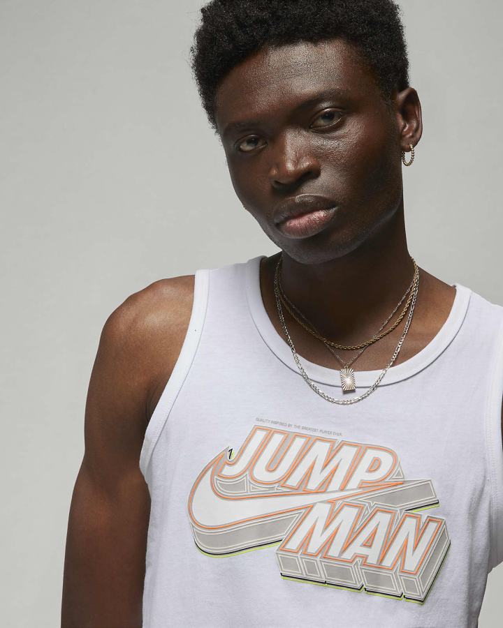 Camiseta Tirantes Nike Jordan Jumpman Estampadas Hombre Blancas | CHLFP-4025