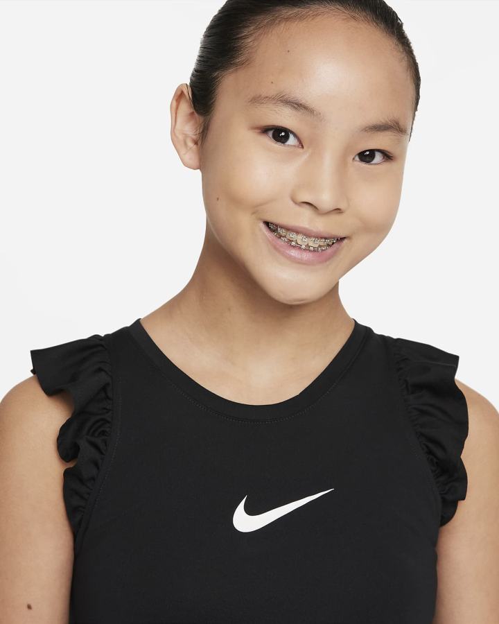 Camiseta Tirantes Nike One Kids Training (Extended Size) Niña Negras Blancas | DUMEH-6218