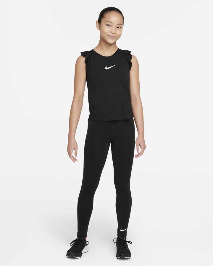 Camiseta Tirantes Nike One Kids Training (Extended Size) Niña Negras Blancas | DUMEH-6218