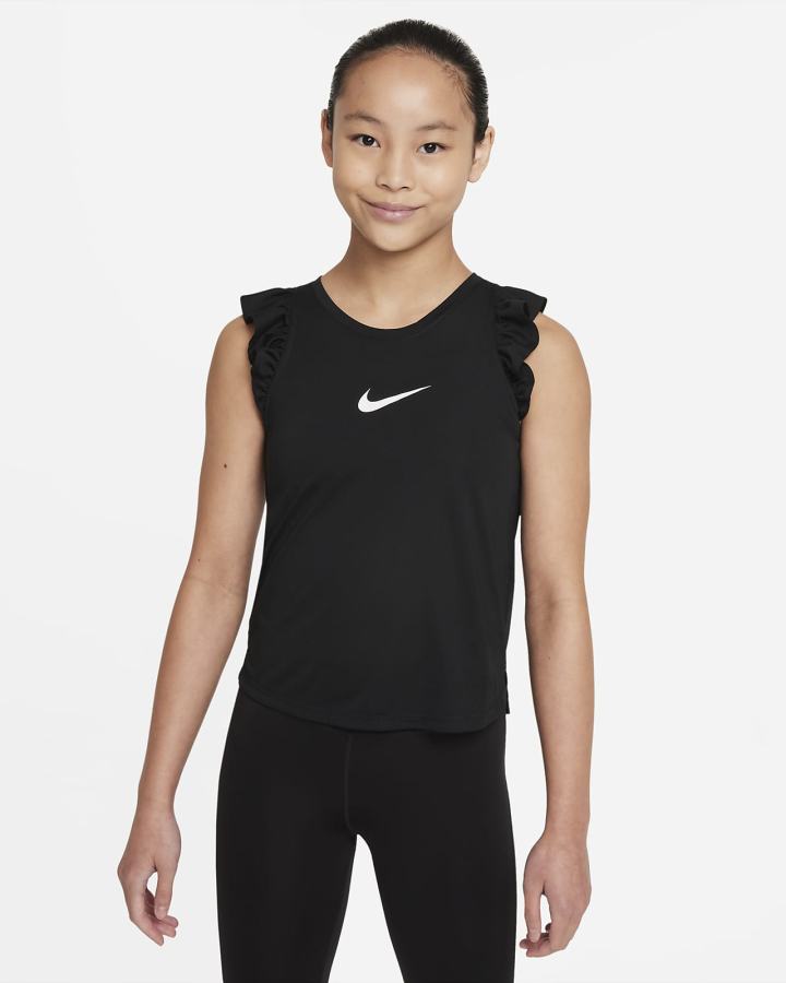 Camiseta Tirantes Nike One Kids Training (Extended Size) Niña Negras Blancas | DUMEH-6218