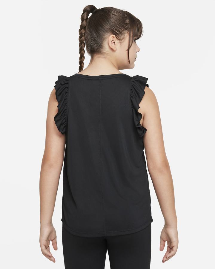 Camiseta Tirantes Nike One Kids Training (Extended Size) Niña Negras Blancas | OQBVI-9583