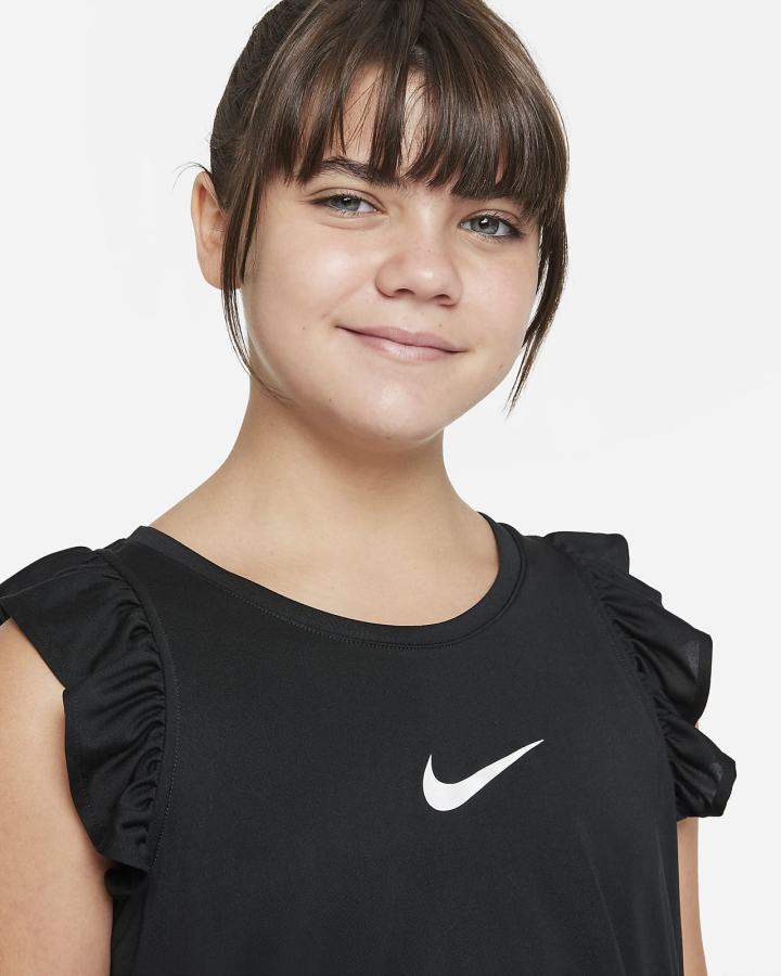 Camiseta Tirantes Nike One Kids Training (Extended Size) Niña Negras Blancas | OQBVI-9583