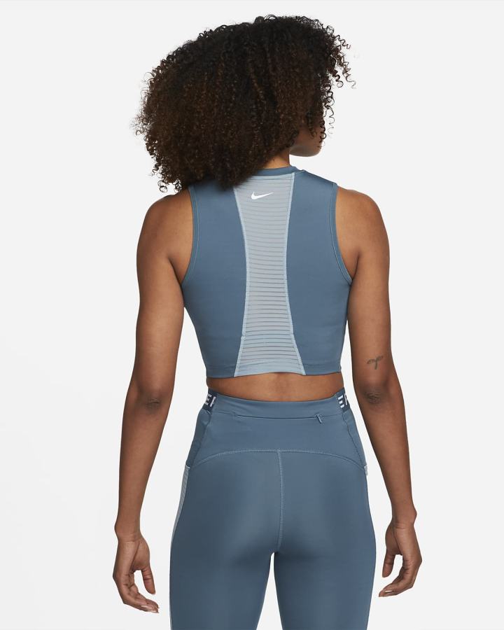 Camiseta Tirantes Nike Pro Dri-FIT Cropped Mujer Gris Verde Gris Blancas | BTERV-4273