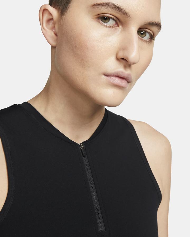 Camiseta Tirantes Nike Pro Dri-FIT Cropped Mujer Negras Blancas | ODMRS-1546