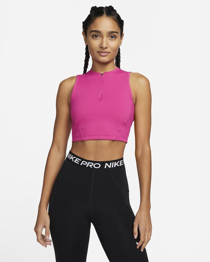 Camiseta Tirantes Nike Pro Dri-FIT Cropped Mujer Rosas Blancas | RSIHW-8927
