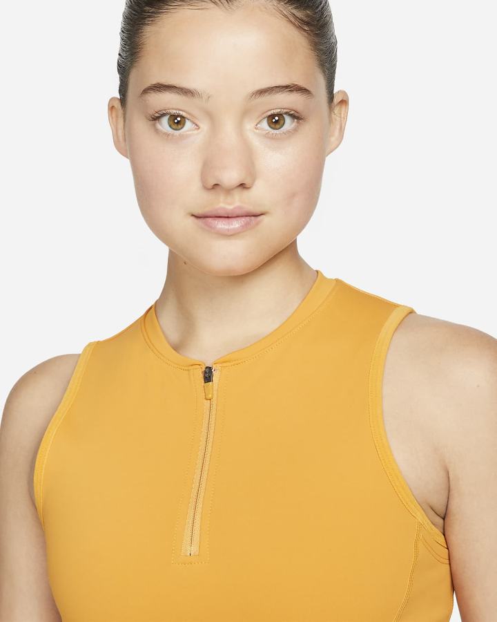 Camiseta Tirantes Nike Pro Dri-FIT Cropped Mujer Amarillo Oscuro Blancas | VETZQ-0562