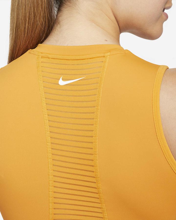 Camiseta Tirantes Nike Pro Dri-FIT Cropped Mujer Amarillo Oscuro Blancas | VETZQ-0562