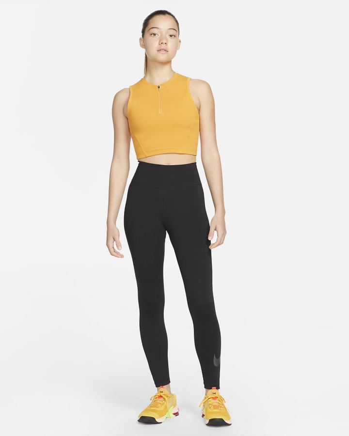 Camiseta Tirantes Nike Pro Dri-FIT Cropped Mujer Amarillo Oscuro Blancas | VETZQ-0562