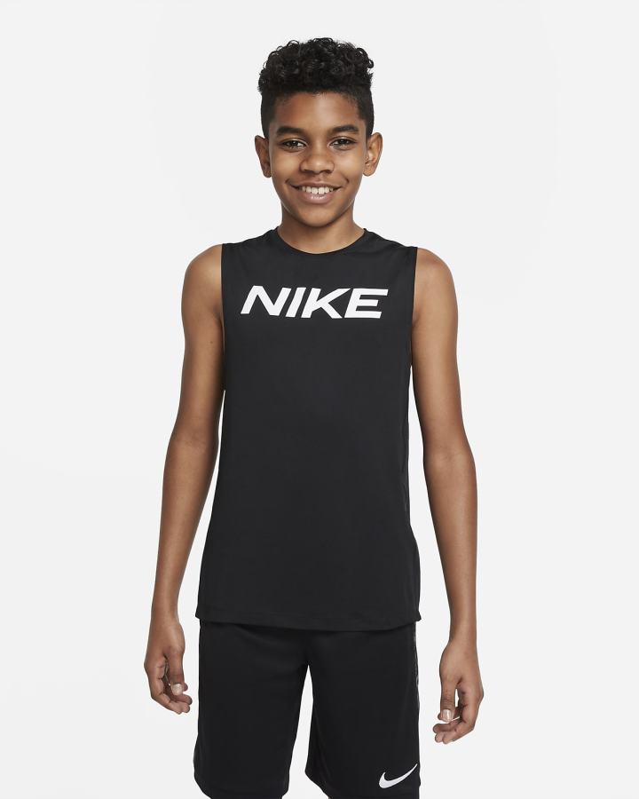Camiseta Tirantes Nike Pro Kids Sleeveless Top Niño Negras Blancas | SGFZQ-0128