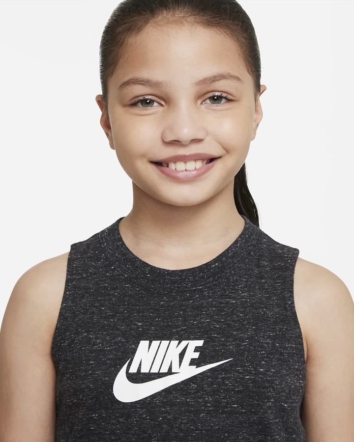 Camiseta Tirantes Nike Sportswear Kids Niña Negras Blancas | SYELN-7043