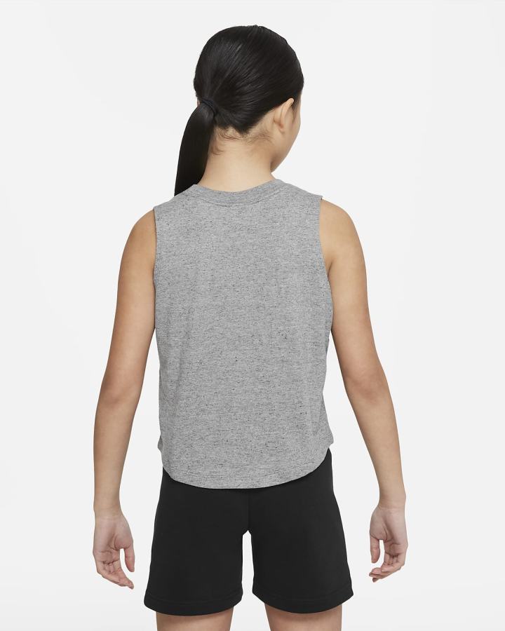 Camiseta Tirantes Nike Sportswear Kids Niña Gris Oscuro Negras | YDMNU-7362