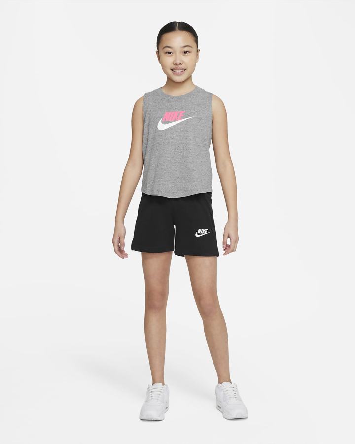 Camiseta Tirantes Nike Sportswear Kids Niña Gris Oscuro Negras | YDMNU-7362