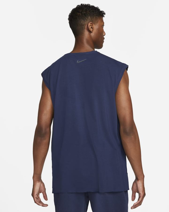 Camiseta Tirantes Nike Yoga Dri-FIT Hombre Azul Marino Gris | YCDAB-0918