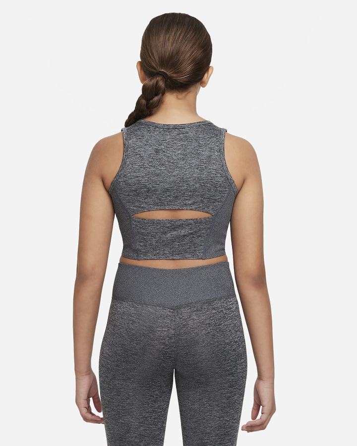Camiseta Tirantes Nike Yoga Dri-FIT Kids Niña Gris Gris Oscuro | UZOAP-0975