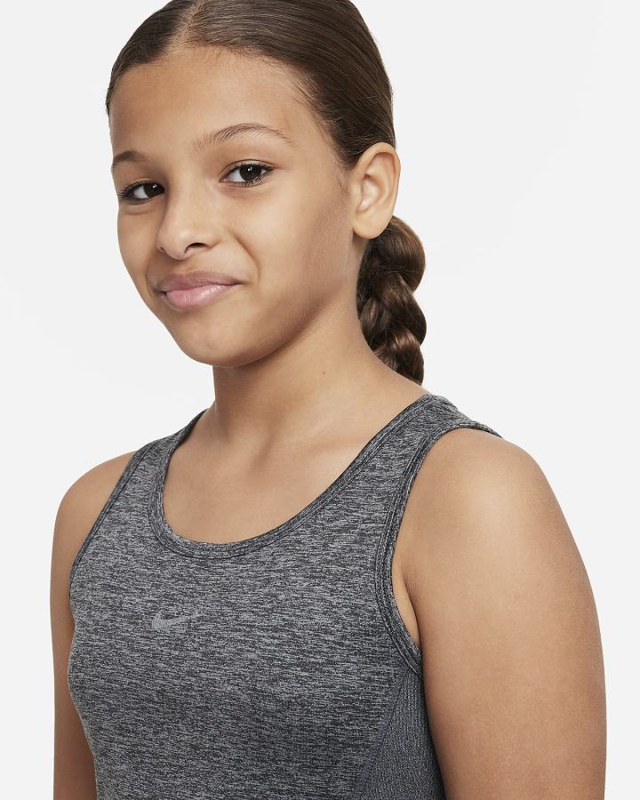 Camiseta Tirantes Nike Yoga Dri-FIT Kids Niña Gris Gris Oscuro | UZOAP-0975