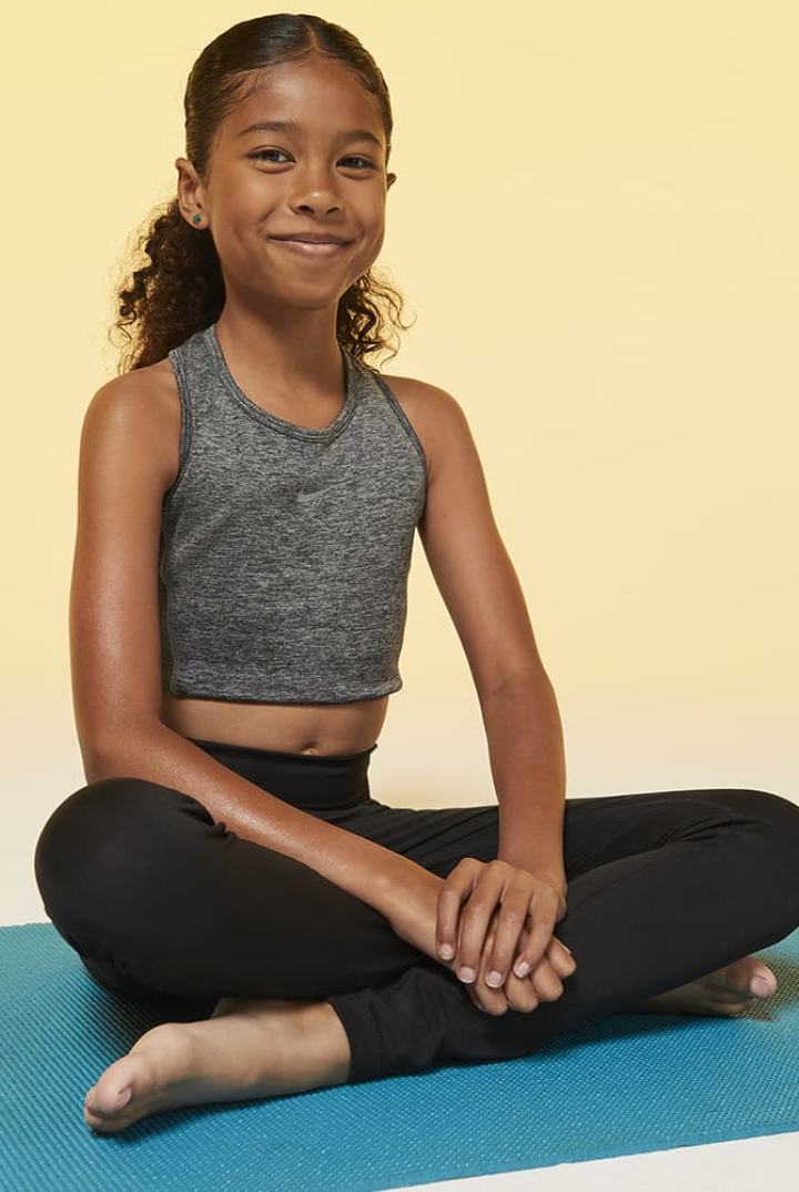 Camiseta Tirantes Nike Yoga Dri-FIT Kids Niña Gris Gris Oscuro | UZOAP-0975