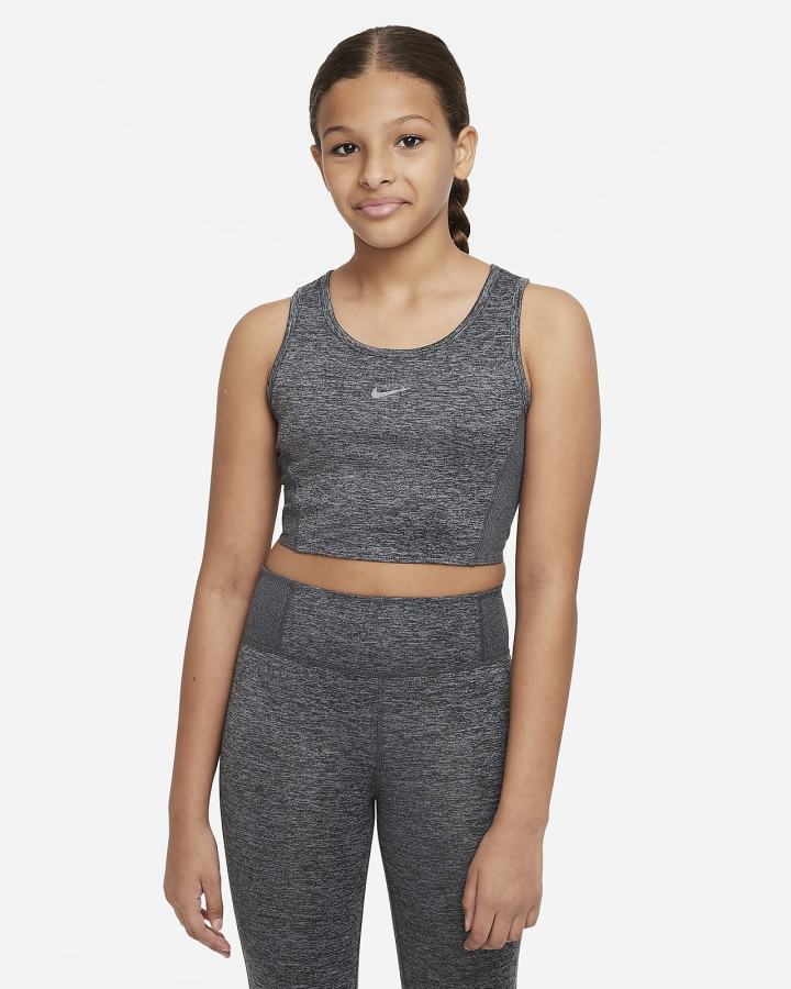 Camiseta Tirantes Nike Yoga Dri-FIT Kids Niña Gris Gris Oscuro | UZOAP-0975