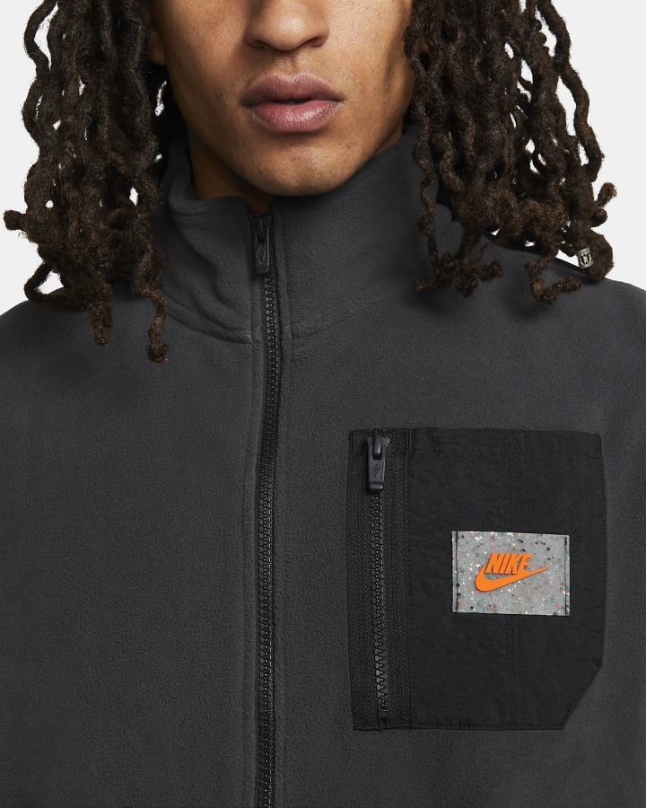 Chalecos Nike Sportswear Therma-FIT Sports Utility Fleece Hombre Gris Oscuro Negras Naranjas | ISLTC-6429