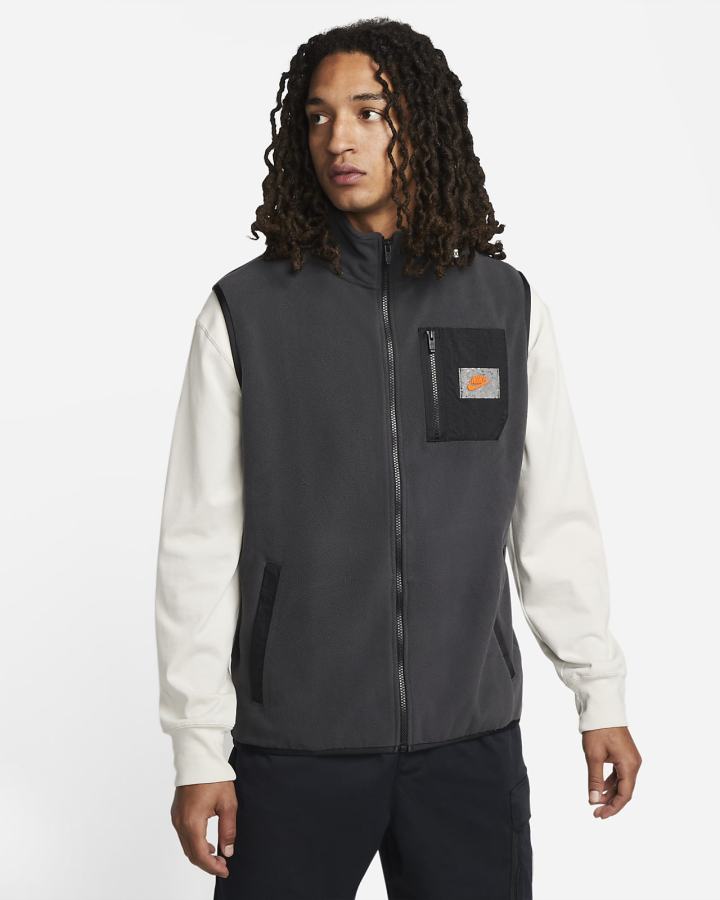 Chalecos Nike Sportswear Therma-FIT Sports Utility Fleece Hombre Gris Oscuro Negras Naranjas | ISLTC-6429