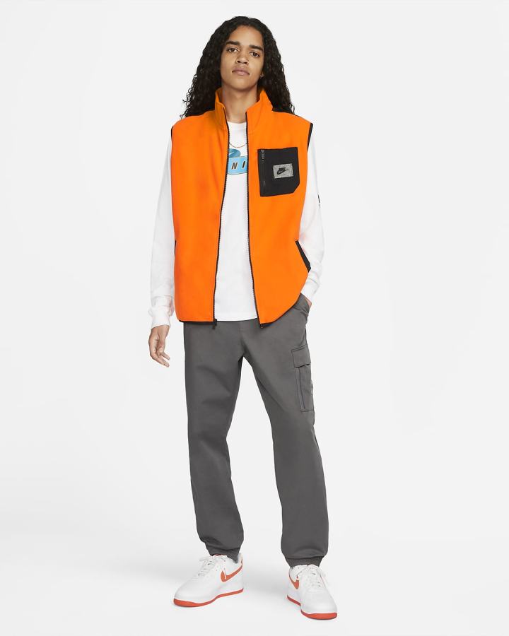 Chalecos Nike Sportswear Therma-FIT Sports Utility Fleece Hombre Naranjas Negras | QFMWZ-2387