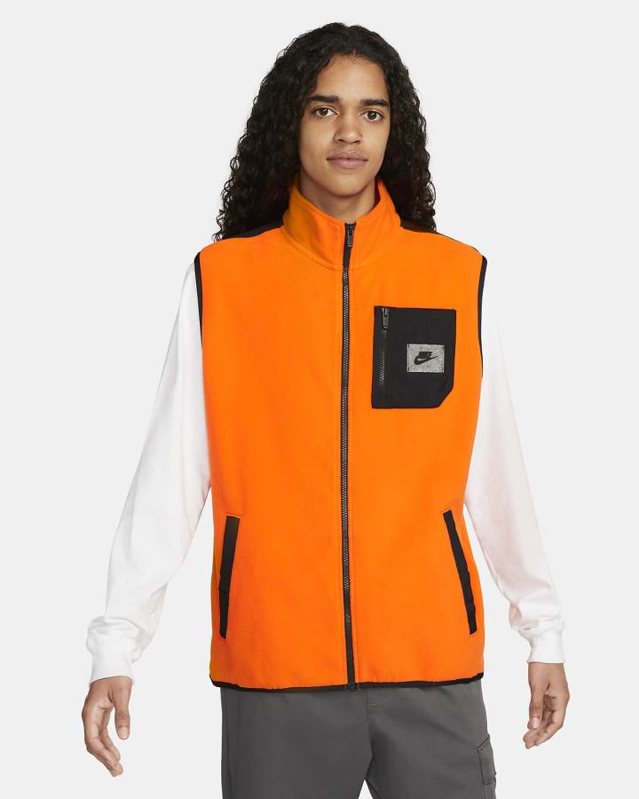 Chalecos Nike Sportswear Therma-FIT Sports Utility Fleece Hombre Naranjas Negras | QFMWZ-2387