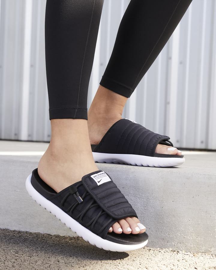 Chanclas Nike Asuna 2 Mujer Negras Gris Oscuro Blancas | BTQWX-5897