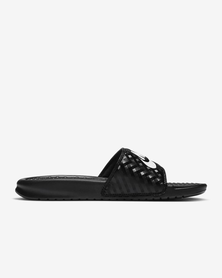 Chanclas Nike Benassi JDI Mujer Negras Blancas | JUPMS-0198