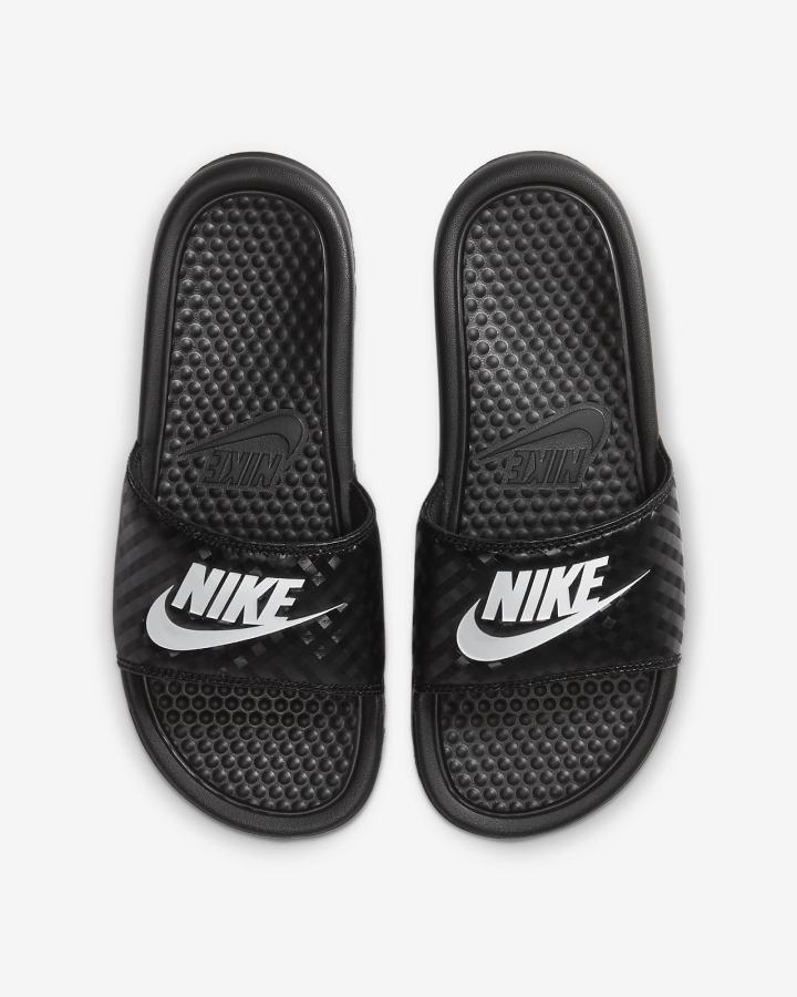 Chanclas Nike Benassi JDI Mujer Negras Blancas | JUPMS-0198